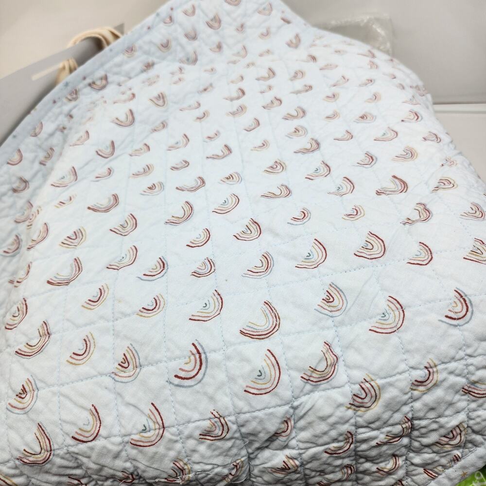 NIP LC Lauren Conrad Twin XL Quilt Set Blue Rainbow Star Organic Cotton - Picture 5 of 10